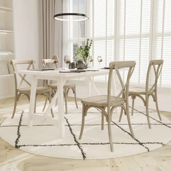 Emma and Oliver Hensler Weather-Resistant Wood Look Stackable Resin Cross Back Chair for Indoor/Outdoor Use Light Oak {3}