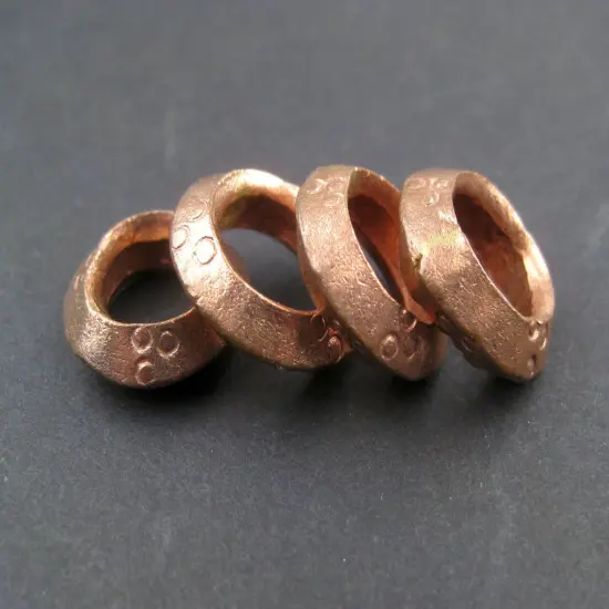 The Bead Chest Copper Ethiopian Wollo Rings (18mm) (Set of 4): Genuine Ethiopian Metal Ring Beads for DIY Jewelry {1}