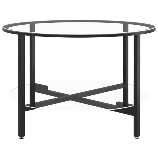 vidaXL Tea Table Black and Transparent 27.6" Tempered Glass {3}
