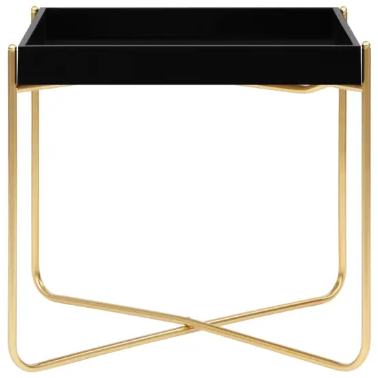 vidaXL Side Table Black and Gold 15"x15"x15.2" MDF {3}