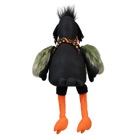 Northlight Plush Sitting Crow Halloween Decoration with Dangling Legs - 17" Black {6}