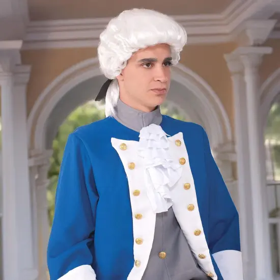Colonial Male Deluxe Adult White Costume Wig {4}