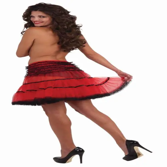 16" Long Red & Black Costume Crinoline Slip Adult One Size Fits Most {1}
