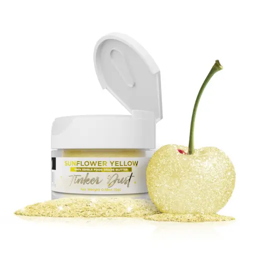 Bakell - Sunflower Yellow Tinker Dust Edible Glitter (5g, 1x Jar) for Food, Desserts, and Beverages! {1}