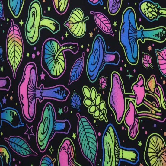 1 Yard Psychedelic Mushroom Blacklight Spandex Fabric for Ravewear Costumes Swim Looks Dancewear 58/60" Width {3}