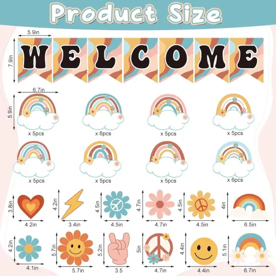 61pcs Retro Welcome Back to School Bulletin Board Welcome {2}