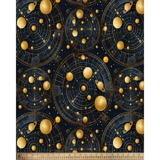 Astronomy Solar System Digital Cotton Print Fabric | By the Yard | Sewing and Crafting | 44 inches wide {1}