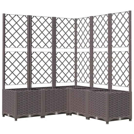 vidaXL Garden Planter with Trellis Brown 47.2x47.2x53.5 PP {2}