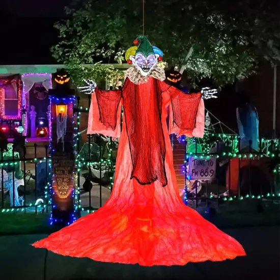 12FT Hanging Skeleton Ghost with Red LED Eyes Sound and Motion Activated Halloween Prop {3}