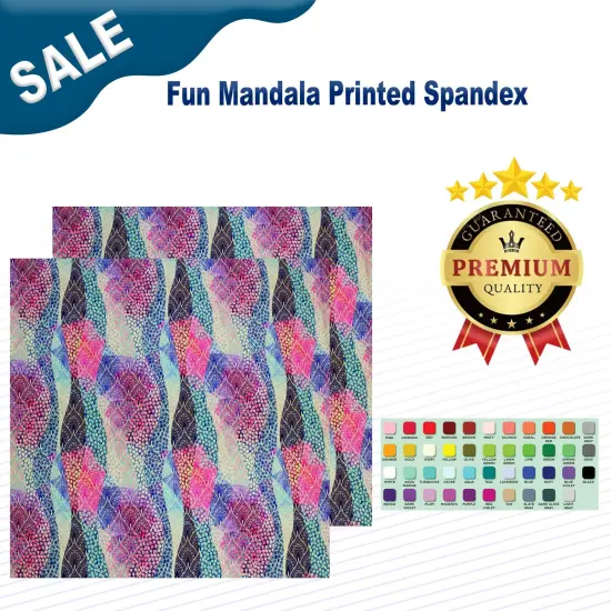 Fun Mandala Printed Spandex Fabric {2}