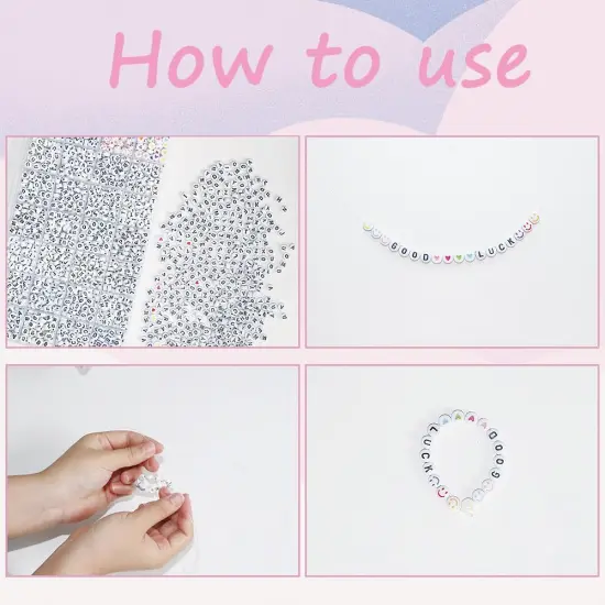 Alphabet Beads A-Z 1200+Pcs Letter Beads, Acrylic 4x7mm Round Letter Beads Kits,Black Digit and Colorful Smile Beads for Bracelets Necklaces DIY Jewelry Making (Black,1200+PCS) {5}