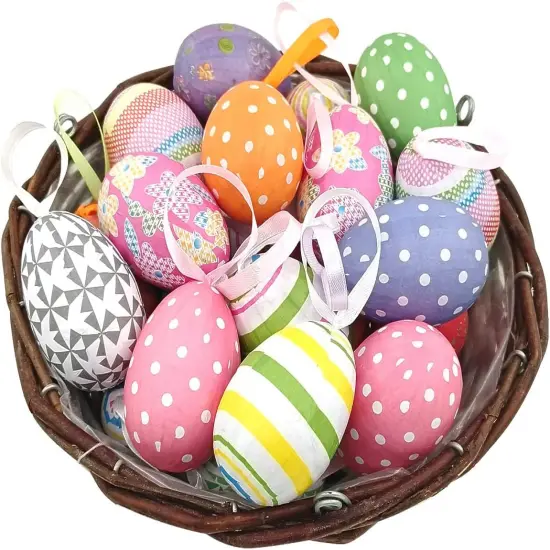 12pcs New Colorful Paper Mache Foam Egg Hanging Ornaments Easter Tree Christmas Decoration {2}