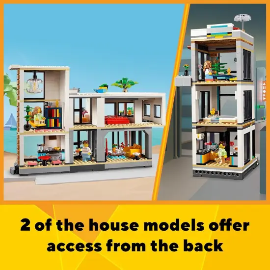 Creator 3 in 1 Modern Toy House - Kids Toy Building Set with 3 Building Options for Boys & Girls, Ages 9+ - with 2 Minifigures for Pretend Play - Gift Idea for Birthday - 31153 {4}