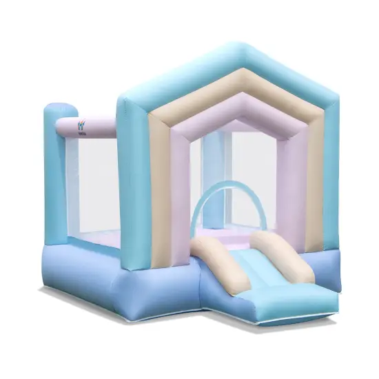 Kids Bounce House with Slide and Basketball Rim Bouncy Castle for Party without Blower {1}