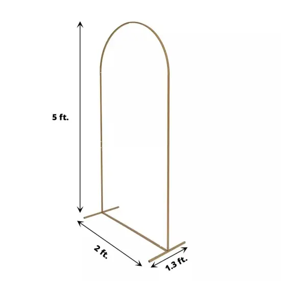5 ft Gold Metal Floral Display Frame Round Top Backdrop Stand Wedding Arch Event {3}