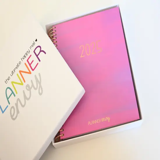 2025 Planner - Mini Horizontal Layout, Spiral Bound - "Fuchsia Strokes" (#404) {2}