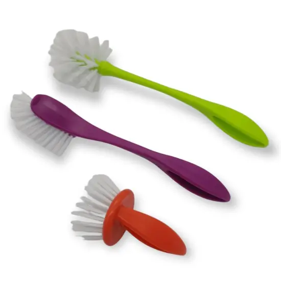 Handy Housewares 3 Piece Durable Dish Cleaning Scrubbing Brush Set - Multiple Brush Sizes {1}
