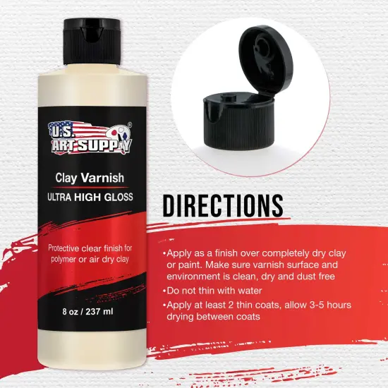 8 oz High Gloss Clear Acrylic Topcoat & Air Dry Clay Varnish - Acrylic Painting Protectant, Air Dry Clay Glaze for Polymer Clays, Ceramics, Pouring Paint Artworks and Sculptures {6}