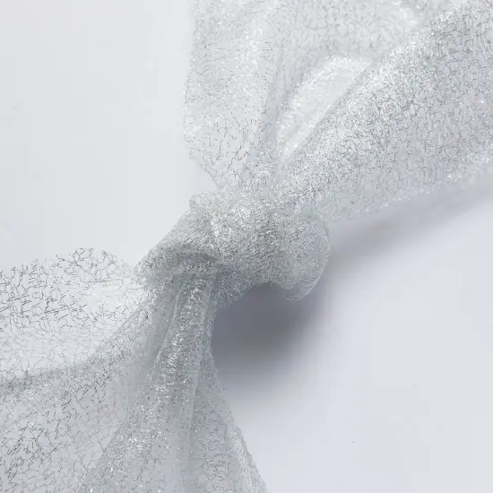 1 Yard Metallic Susumi Tulle Lace Fabric, 58/60&Prime; Wide 100% Polyester Silver {1}