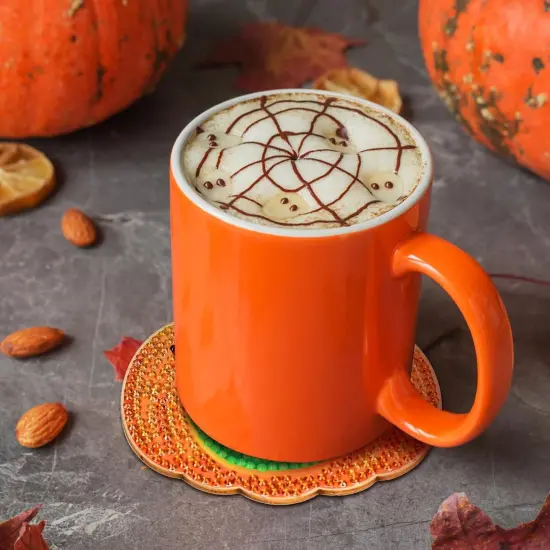 9PCS Halloween Diamonds Painting Coasters With Holder {2}