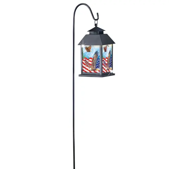 Collections Etc Solar Powered Eagle and Flag Patriotic Lantern with Shepherd's Hook {2}