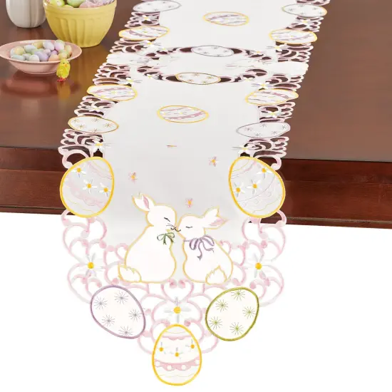 Collections Etc Kissing Bunnies Table Topper {2}