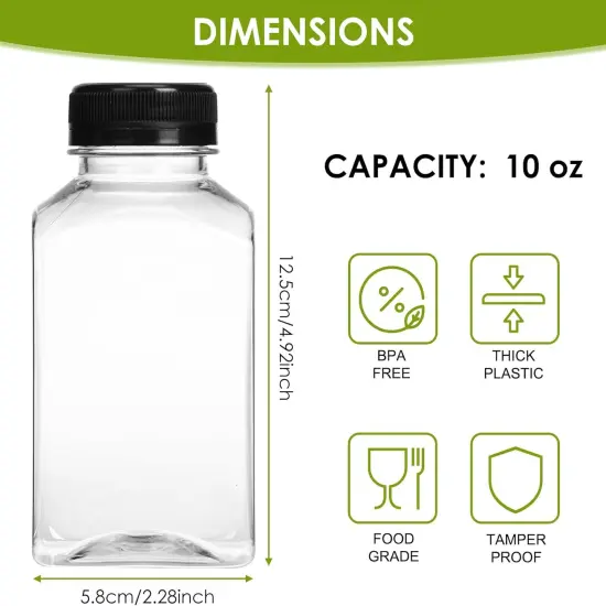 6pcs 10oz Plastic Juice Bottles with Caps(Clear) {2}