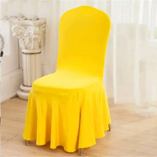 Spandex Banquet Skirt Chair Cover Canary Yellow Stretch Elegant Wedding Decor {3}