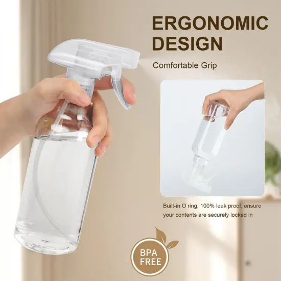 2-Pack Plastic Spray Bottles - 16.9 Oz (Clear) {5}