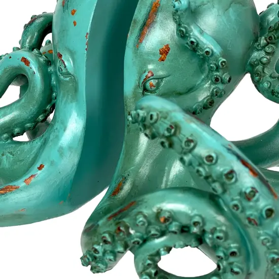 Aqua Green Octopus Bookends Set of 2 Nautical Polyresin Coastal Shelf Decor {4}