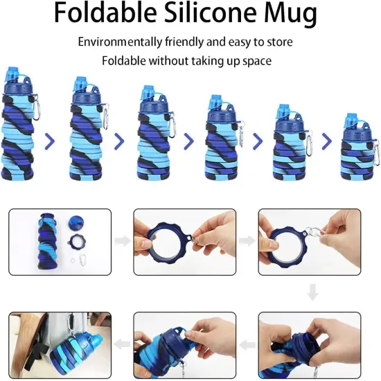 2 Pack Collapsible Water Bottle - Purple+Grey {5}