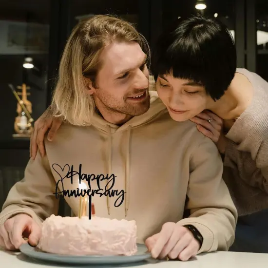 Happy Aniversary Cake Topper Black Cake Decoration Company Anniversary {3}