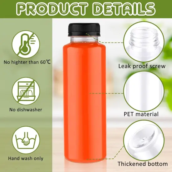 24 Pcs 12 Oz Plastic Juice Bottles with Caps {3}