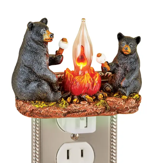 Collections Etc Charming Mama Bear and Cub Campfire Night Light {2}