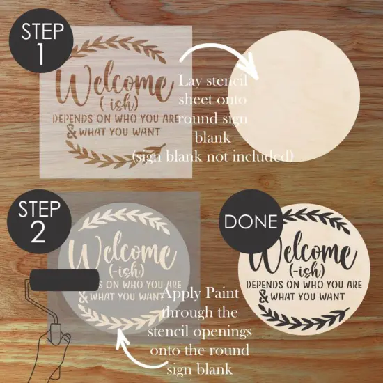 Welcome-ish Round Sign Stencil | Sign Stencil | DIY Sign Stencil | Round Stencil | Designer Stencils | {4}