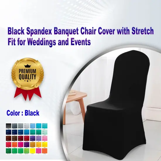 Black Spandex Banquet Chair Cover with Stretch Fit for Weddings and Events {2}
