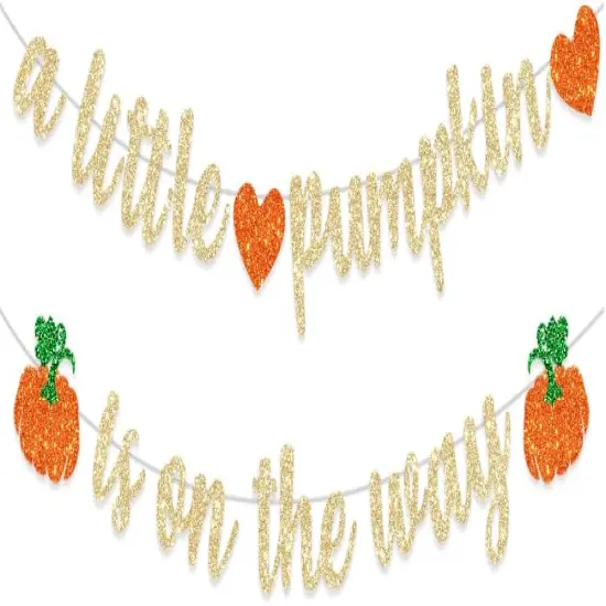 Pre-Strung Pumpkin Fall Baby Shower Banner Decorations {1}