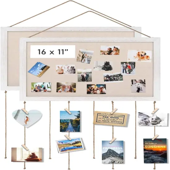 2Pack Cork Bulletin Boards, 16 "x11 White Linen Cork Boards for Walls with White Frame {1}