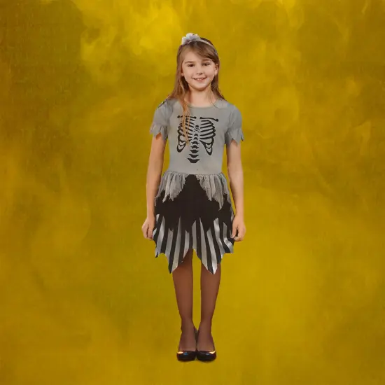 Northlight Gray Pirate Skeleton Girl's Children's Halloween Costume - Medium {4}