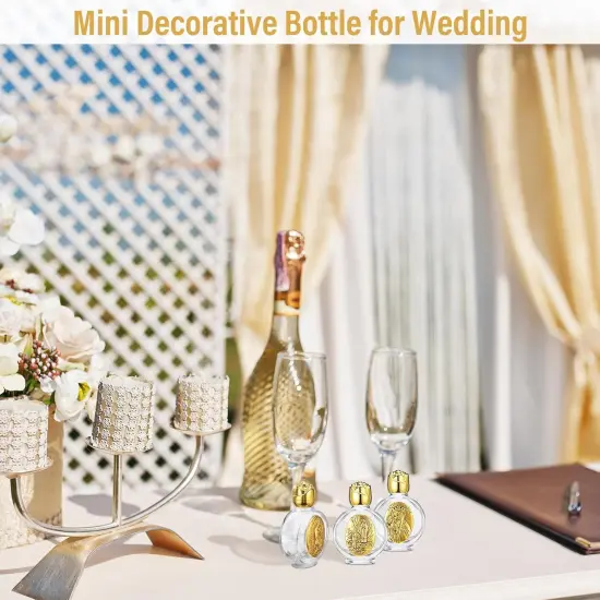 14 Pcs Small Glass Holy Water Bottle - Gold {3}