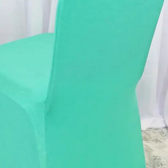 Tiff Blue or Aqua Blue Embossed Vintage Spandex Banquet Chair Cover {4}