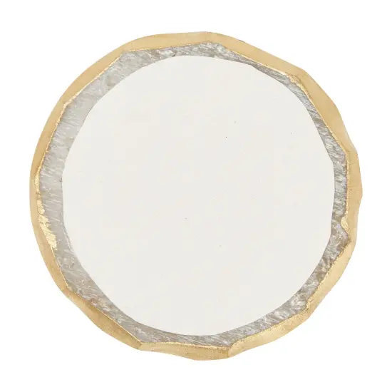 4 Pack Natural Selenite Crystal Coasters for Drinks, Geode Slices with Gold Painted Edge (3.75-4 In) White {5}