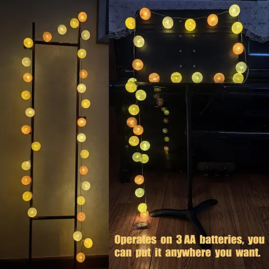 3M/10Ft 30 Yellow Orange White Ball LED Battery String Fairy Light {5}