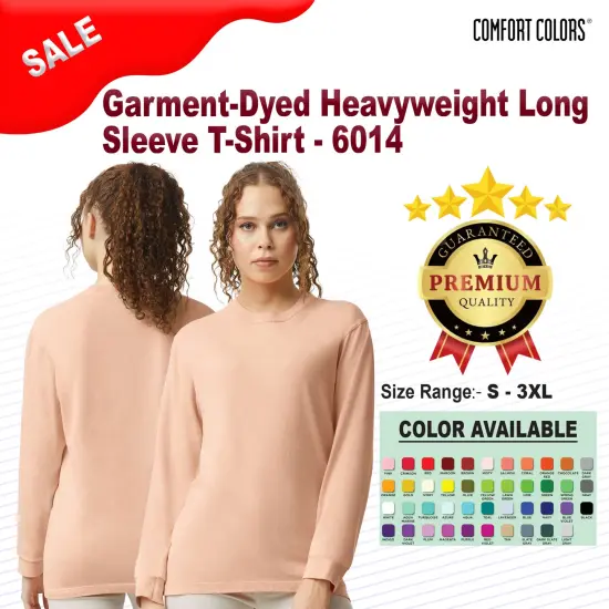 Comfort Colors&reg; Garment-Dyed Heavyweight Crewneck Long Sleeve T-Shirt Butter {2}