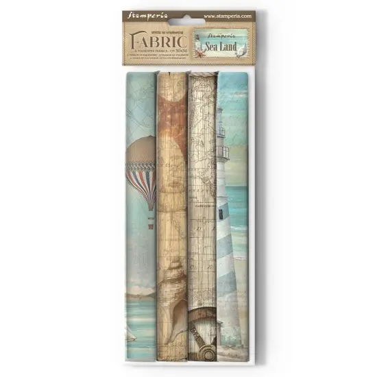 Stamperia Polyester Fabric 12"X12" 4/Pkg-Sea Land {1}