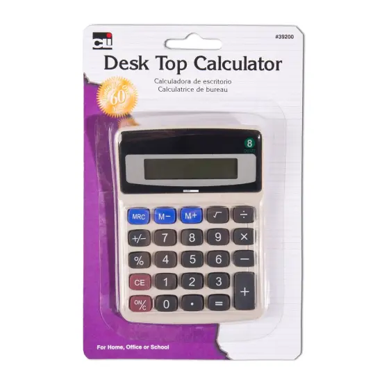 Desktop Calculator, Battery and Solar Powered with Tilted 9 Digit Display, Gray {1}