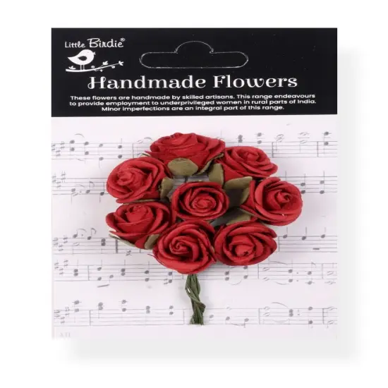 Little Birdie Charlie Paper Flowers 8/Pkg-Cardinal Red {1}