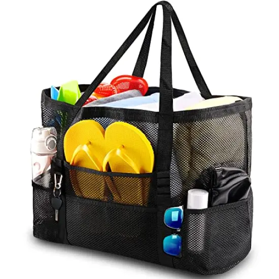 Large Mesh Beach Bag - Family Tote for Toys & Vacation Essentials {1}