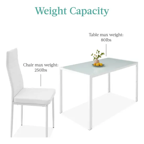 Best Choice Products 7-Piece Kitchen Dining Table Set w/ Glass Tabletop, 6 Faux Leather Chairs White {6}