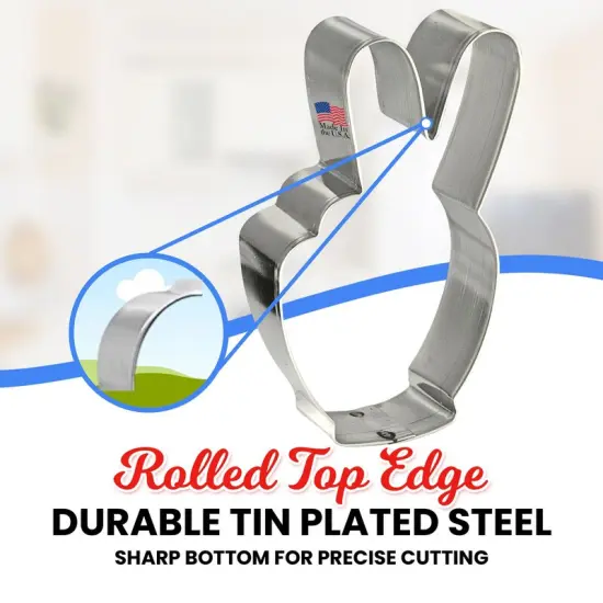 CookieCutter.Com Hand Peace Sign Cookie Cutter 4 in, Tin Plate Steel, Handmade in USA {4}